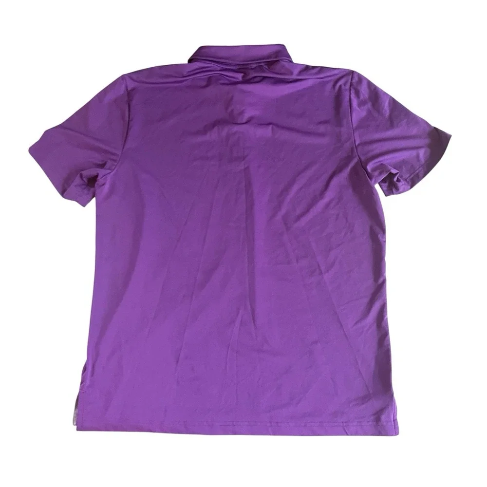 adidas Men's Size L Purple Polo Golf Athletic Performance Short‎ Sleeve Button